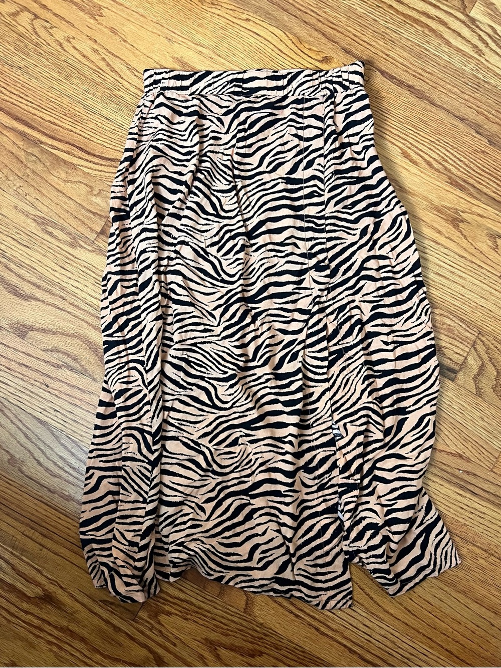 Tan and Black Zebra Print Midi Skirt
